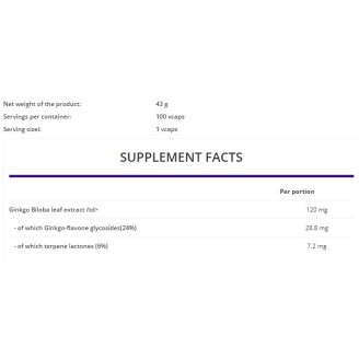 OstroVit Ginkgo Biloba 120 мг / Vege 120 капсули на супер цена Добавки на растителна и билкова основа