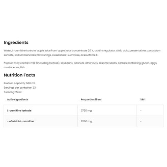 OstroVit L-Carnitine 125.000 Tartrate Liquid 500 мл на супер цена Л Карнитин