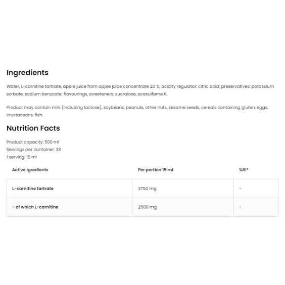 OstroVit L-Carnitine 125.000 Tartrate Liquid 500 мл на изгодни цени OstroVit L-Carnitine 125.000 Tartrate Liquid 500 мл на супер цена Л Карнитин