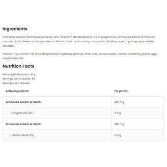 OstroVit Echinacea 400 mg / Vege 90 капсули на супер цена Имуностимулатори
