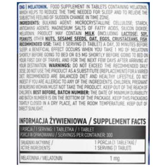 OstroVit Melatonin 1 mg / 300 Tabs на изгодни цени OstroVit Melatonin 1 mg / 300 Tabs на супер цена Хранителни добавки за сън