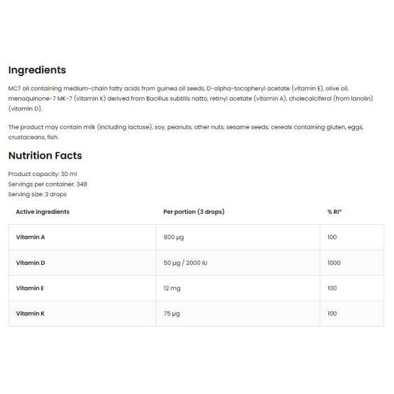 OstroVit ADEK Drops / Vitamin A + D + E + K / 30 ml на изгодни цени OstroVit ADEK Drops / Vitamin A + D + E + K / 30 ml на супер цена Витамини от А до Я