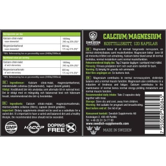 SWEDISH Supplements Calcium + Magnesium 120 капсули / 60 Дози на супер цена Калций, Магнезий, Цинк