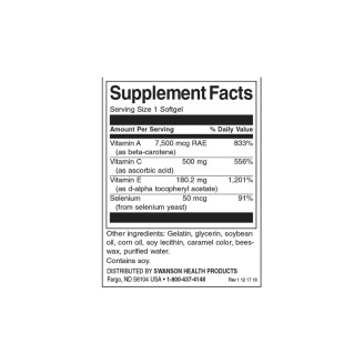 Swanson Vitamins A, C, E & Selenium (ACES) 60 гел капсули на супер цена Витамини от А до Я