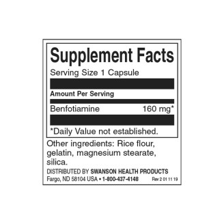 Swanson High-Potency Benfotiamine 160 мг / 60 капсули на супер цена Витамин B