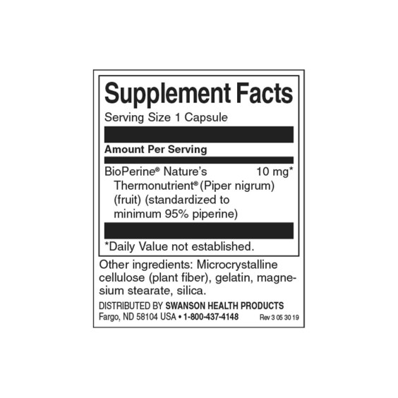 Swanson Bioperine Nutrient Absorption Enhancer 10 мг / 60 капсули на супер цена Здраве и тонус