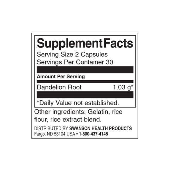 Swanson Dandelion Root 515 мг / 60 капсули на изгодни цени Swanson Dandelion Root 515 мг / 60 капсули на супер цена Хранителни добавки за черен дроб