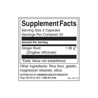 Swanson GInger Root 540 mg / 100 caps на супер цена Добавки на растителна и билкова основа