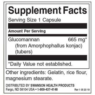 Swanson Glucomannan / Konjac Root 665 мг / 90 капсули на супер цена Здраве и тонус
