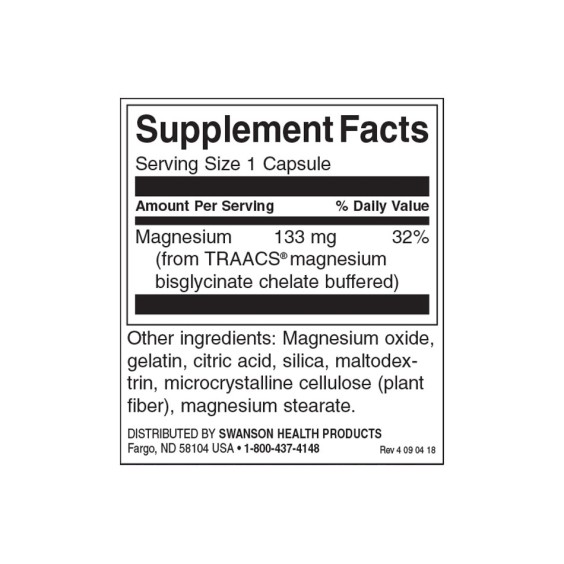 Swanson Albion Chelated Magnesium Glycinate 133 мг / 90 капсули на супер цена Калций, Магнезий, Цинк