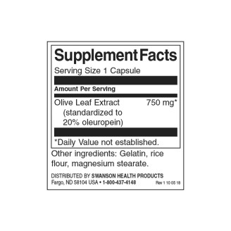 Swanson Herb Olive Leaf Ext Sup Str 750 mg / 60 caps на супер цена Добавки на растителна и билкова основа