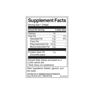 Swanson Pumpkin Seed Oil 1000 мг / 100 гел капсули на супер цена Здраве и тонус