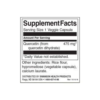 Swanson Quercetin - High Potency 475 мг / 60 капсули на супер цена Имуностимулатори