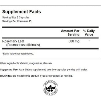 Swanson Rosemary 400 mg / 90 caps на супер цена Добавки на растителна и билкова основа
