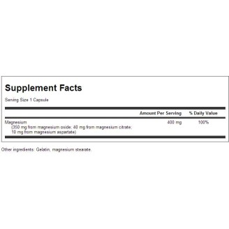 Swanson Triple Magnesium Complex 400 мг / 100 капсули на супер цена Калций, Магнезий, Цинк