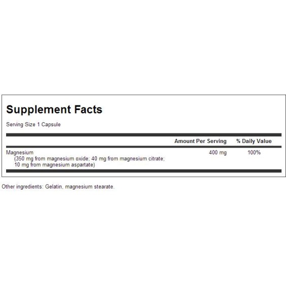 Swanson Triple Magnesium Complex 400 мг / 100 капсули на изгодни цени Swanson Triple Magnesium Complex 400 мг / 100 капсули на супер цена Калций, Магнезий, Цинк