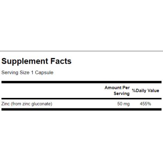 Swanson Zinc Gluconate 50 мг / 250 капсули на супер цена Калций, Магнезий, Цинк