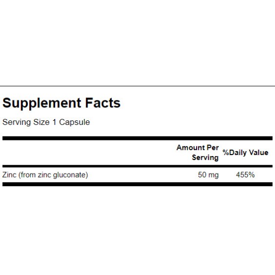 Swanson Zinc Gluconate 50 мг / 250 капсули на супер цена Калций, Магнезий, Цинк