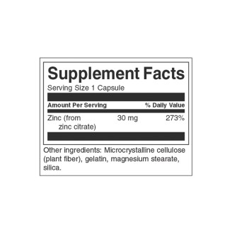 Swanson Zinc (citrate) 30 мг / 60 капсули на супер цена Калций, Магнезий, Цинк