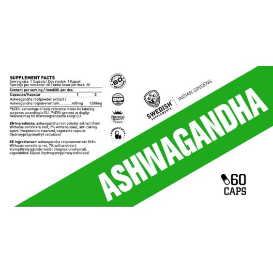 SWEDISH Supplements Ashwagandha Extract 400 мг / 60 капсули на изгодни цени SWEDISH Supplements Ashwagandha Extract 400 мг / 60 капсули на супер цена Адаптогени, Ашваганда