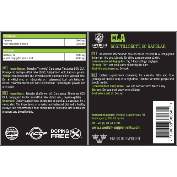 SWEDISH Supplements CLA 1000 90 дражета / 90 Дози на изгодни цени SWEDISH Supplements CLA 1000 90 дражета / 90 Дози на супер цена CLA