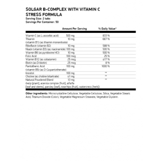 Solgar B-Complex Stress Formula with Vitamin C, 100 tabl на супер цена Витамин B