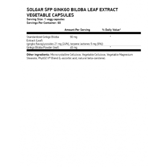 Solgar SFP Ginkgo Biloba Leaf Extract, 60 vcaps на изгодни цени Solgar SFP Ginkgo Biloba Leaf Extract, 60 vcaps на супер цена Здраве и тонус