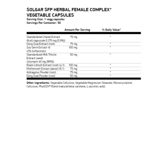 Solgar SFP Herbal Female Complex, 50 vcaps на супер цена Витамини за жени
