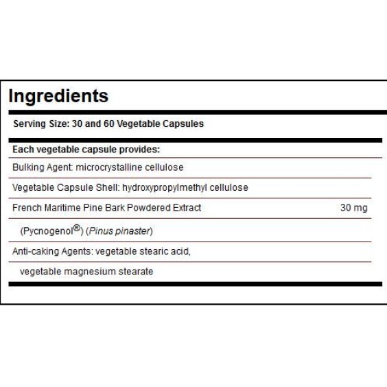 Solgar Pycnogenol 30 мг / 30 капсули на изгодни цени Solgar Pycnogenol 30 мг / 30 капсули на супер цена Антиоксиданти