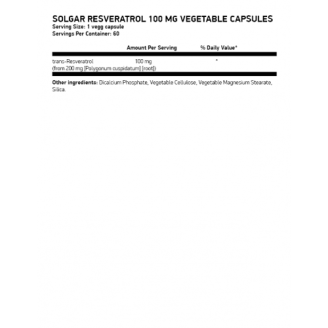 Solgar Resveratrol 100 mg, 60 vcaps на супер цена Ресвератрол