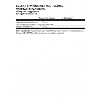 Solgar SFP Rhodiola Root Extract Vegetable Capsules, 60 vcaps на супер цена Хранителни добавки за сън