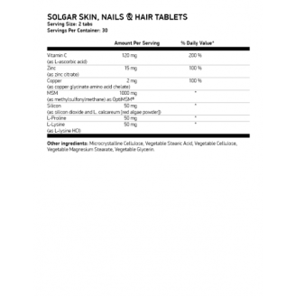Solgar Skin, Nails & Hair Advanced Msm Formula, 60 tabl на супер цена Витамини за коса, кожа и нокти