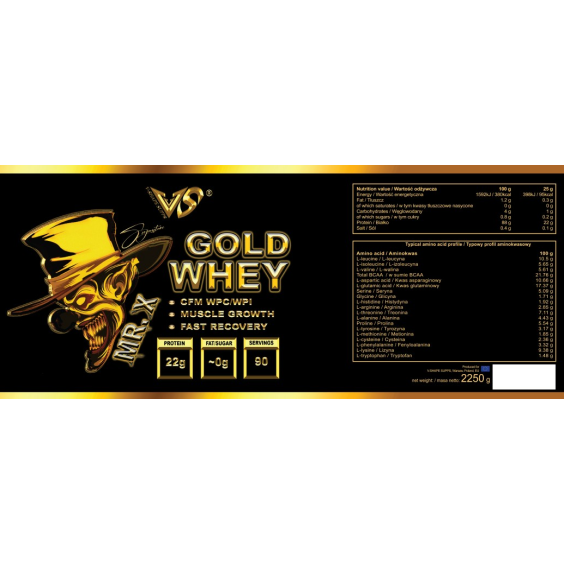 V-SHAPE SUPPS MR X GOLD WHEY 2250 g / 90 дози на супер цена Протеини