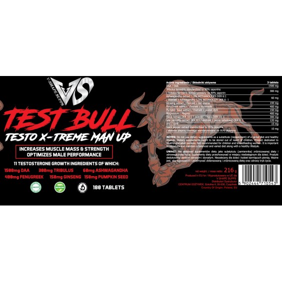 V-SHAPE SUPPS TEST BULL 300 tabs / 100 дози на изгодни цени V-SHAPE SUPPS TEST BULL 300 tabs / 100 дози на супер цена Тестостеронни буустъри
