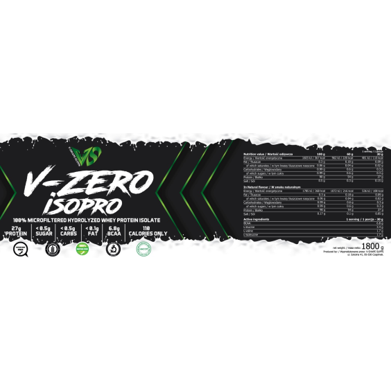 V-SHAPE SUPPS V-ZERO ISO PRO 1800 g / 60 дози на изгодни цени V-SHAPE SUPPS V-ZERO ISO PRO 1800 g / 60 дози на супер цена Суроватъчен протеин
