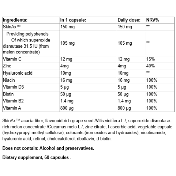 Artesania Agricola Derma 60 capsules на супер цена Мултивитамини