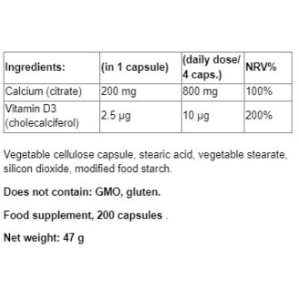 LIFE EXTENSION Calcium Citrate with Vitamin D / 200 Caps на супер цена Минерали
