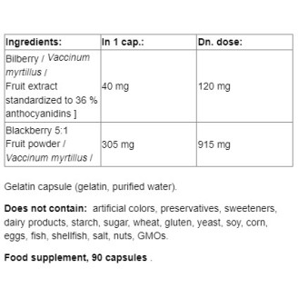 NATURAL FACTORS Bilberry 345 mg / 90 Caps